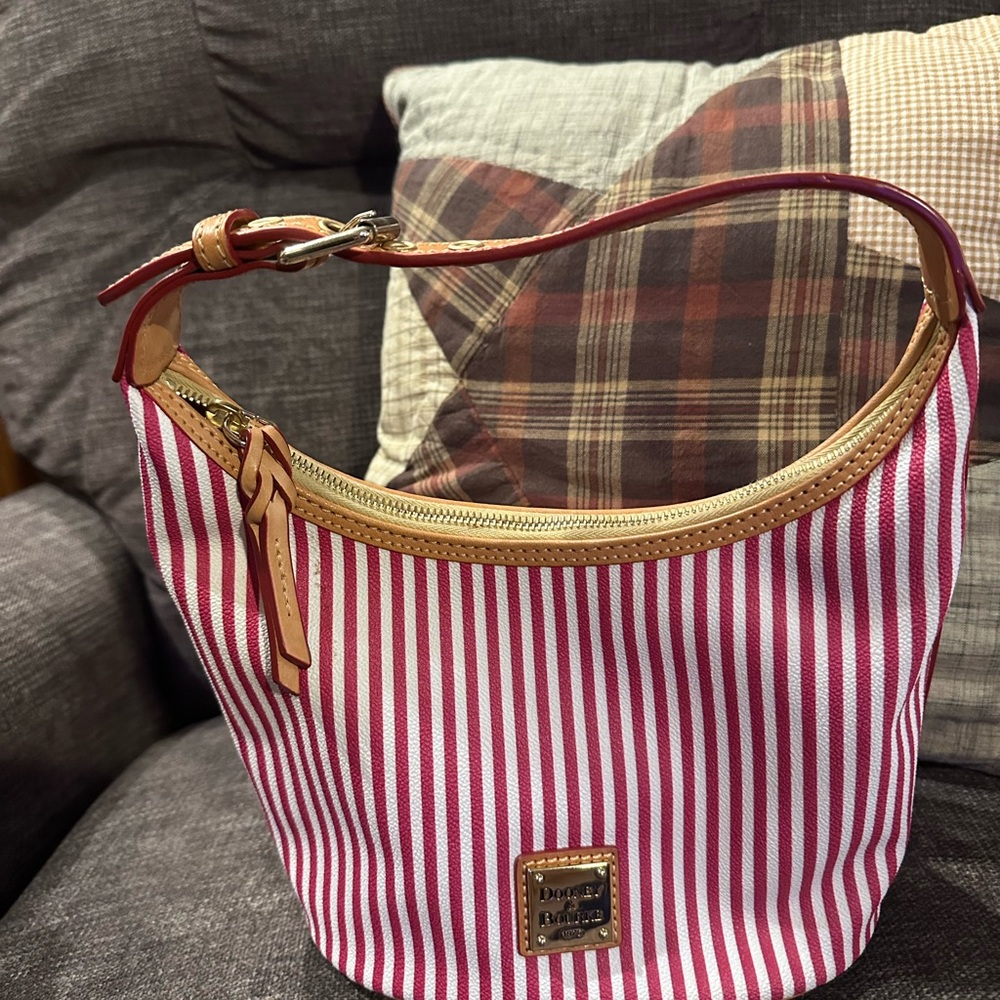 Dooney & Bourke Red and White Striped Shoulder Bag - Picture 2 of 6